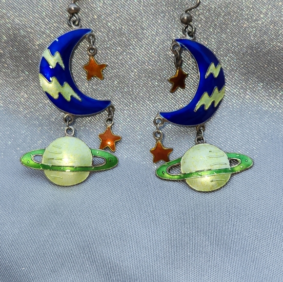 Astronomy Style Enamel Earrings - Picture 1 of 5